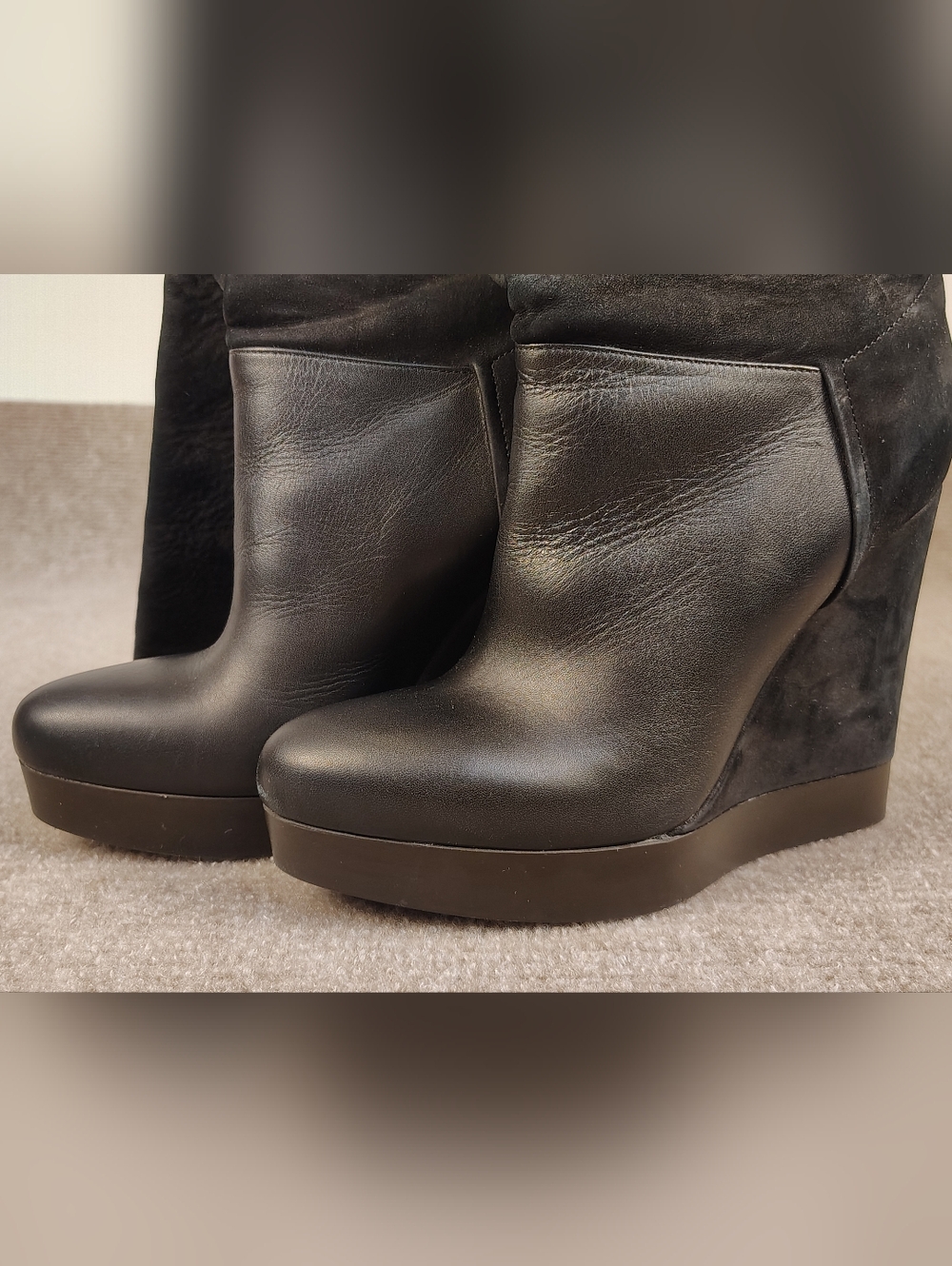 Women's Vince Wedge Tall Boots Nubuk Knee High 5.5M US/36 EU ITALY
